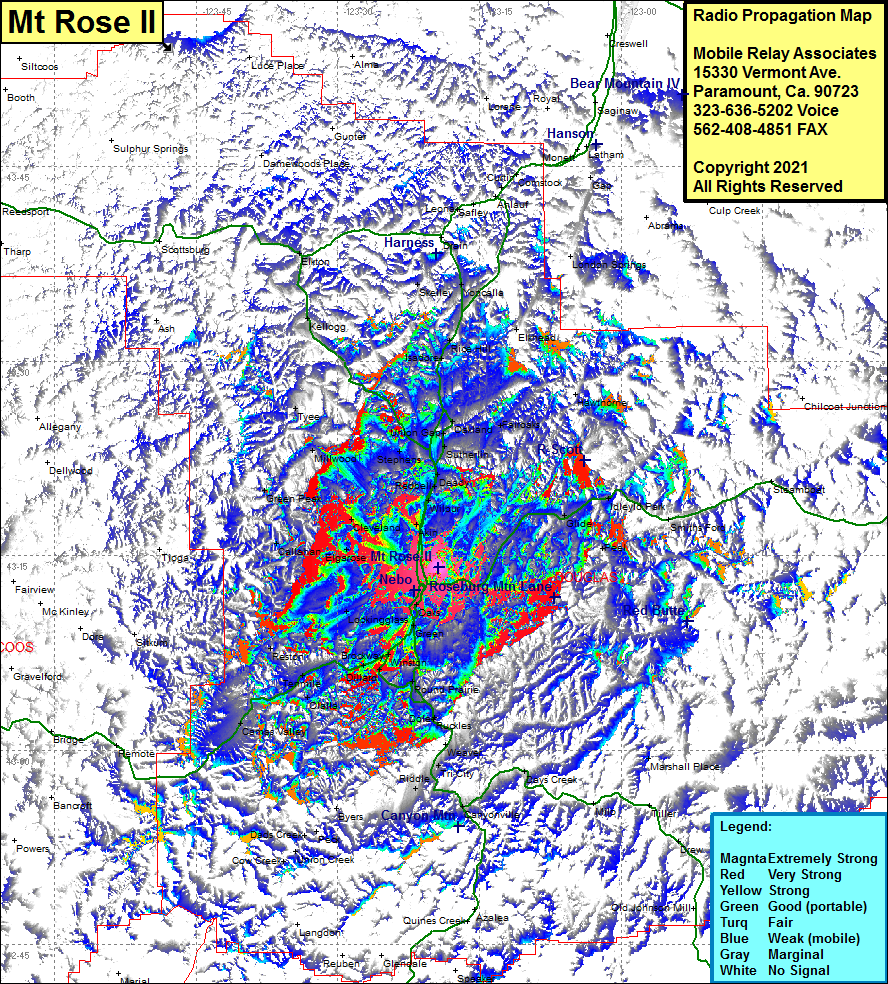 heat map radio coverage Mt Rose II